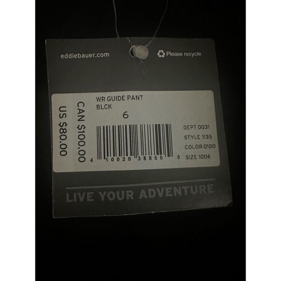 Eddie Bauer Women's Guide Pro Pants black size 6 hiking pants lightweight packab - Picture 6 of 6